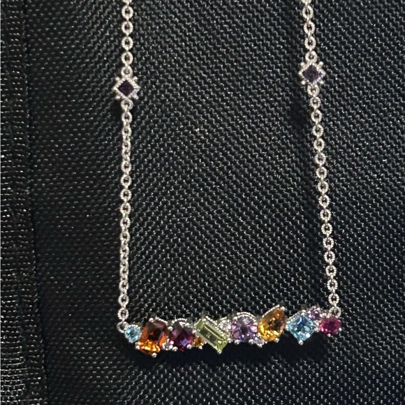 Garnet, Amethyst, peridot, citrine, Judith Ripka, 925 sterling silver necklace. - Picture 2 of 2